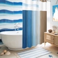 thumbnail image 5 of No Hook Shower Curtain, Blue Brown Shower Curtains for Bathroom with See Through Top Window, Gradient Wood Grain Farmhouse Country Waterproof & Washable Bath Curtain Stand Up Stall 36"x72", 5 of 9