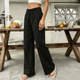 thumbnail image 6 of Women's Wide Leg Pants Solid Color High Waist Palazzo Trousers with Pockets Loose Fit Wrinkle Free Pants, 6 of 7