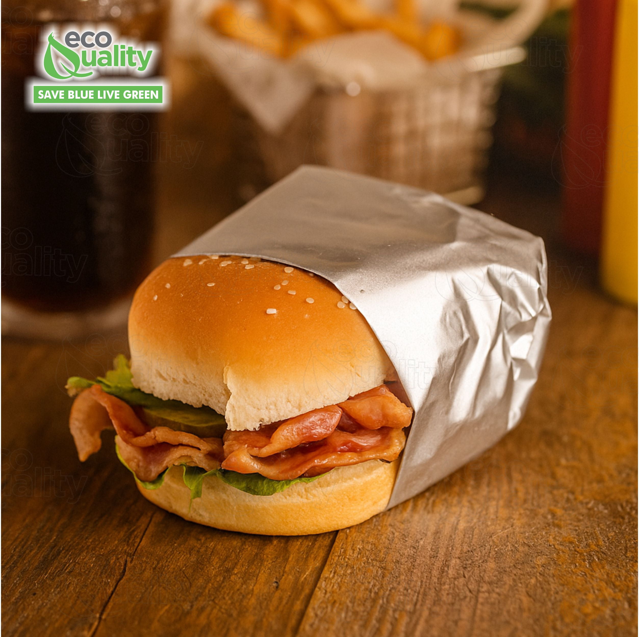[2000 Pack] Insulated Foil Sandwich Wrap 10 x 14 inches - Cushion Foil Wrap, Plain Silver, Aluminum Foil Wrap, Honeycomb Wrap Sheets for Sandwiches, Deli Square, Burger Wrap, to go, Restaurants, BBQ