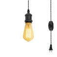 thumbnail image 2 of Kiven Vintage Dimmable Pendant Light Plug in, Industrial Hanging Light Fixture with 15FT Twisted Cord, E26 Socket Pendant Light for Bedroom Hallway Kitchen,Black(3 Pack) Bulb NOT Included, 2 of 7