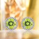 thumbnail image 2 of JeenMata Pendientes de Botón con Halo de Peridoto de Talla Redonda de 1,25 Quilates con Piedra Natal de Agosto en Oro Blanco de 18 K sobre Plata, 2 of 5