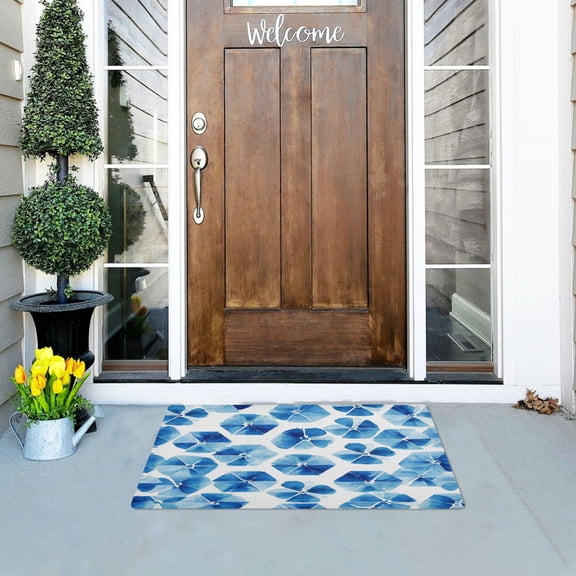 Iauyy Doormat Outdoor Indoor Non-Slip Washable Welcome Mat,Low-Profile 32x20in Door Mat for Pet Mat Front Back Door and Entryway,Watercolor Triangular Composition