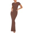 thumbnail image 3 of Vestido ajustado elegante de verano de manga larga y cuello redondo para mujer, 3 of 5