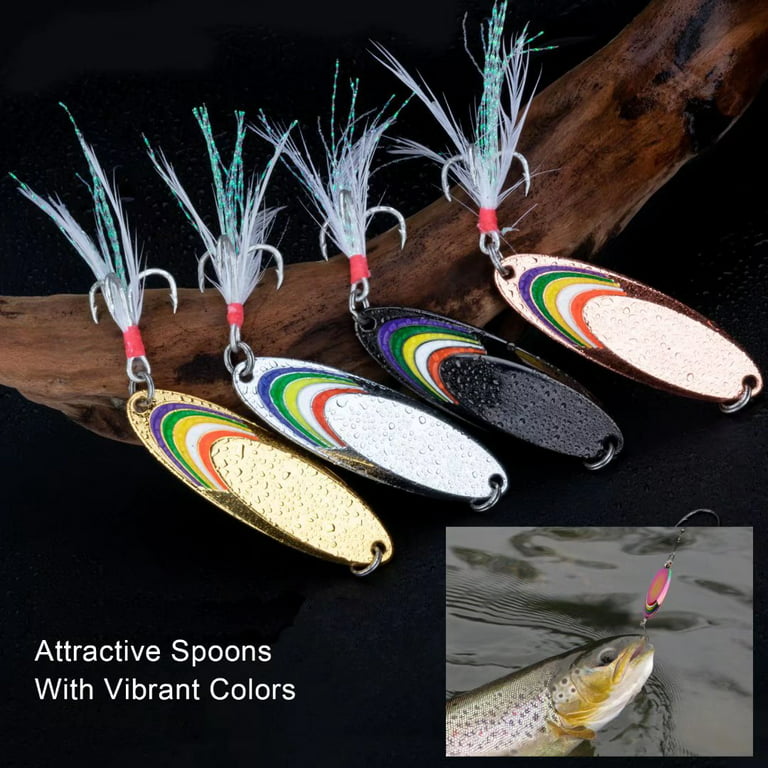 Fishing Spoons Fishing Lures Trout Spoons Trout Lure Hard Fishing Lures for  Trout Bass Pike Crappie Walleye 3/8oz 5Pcs