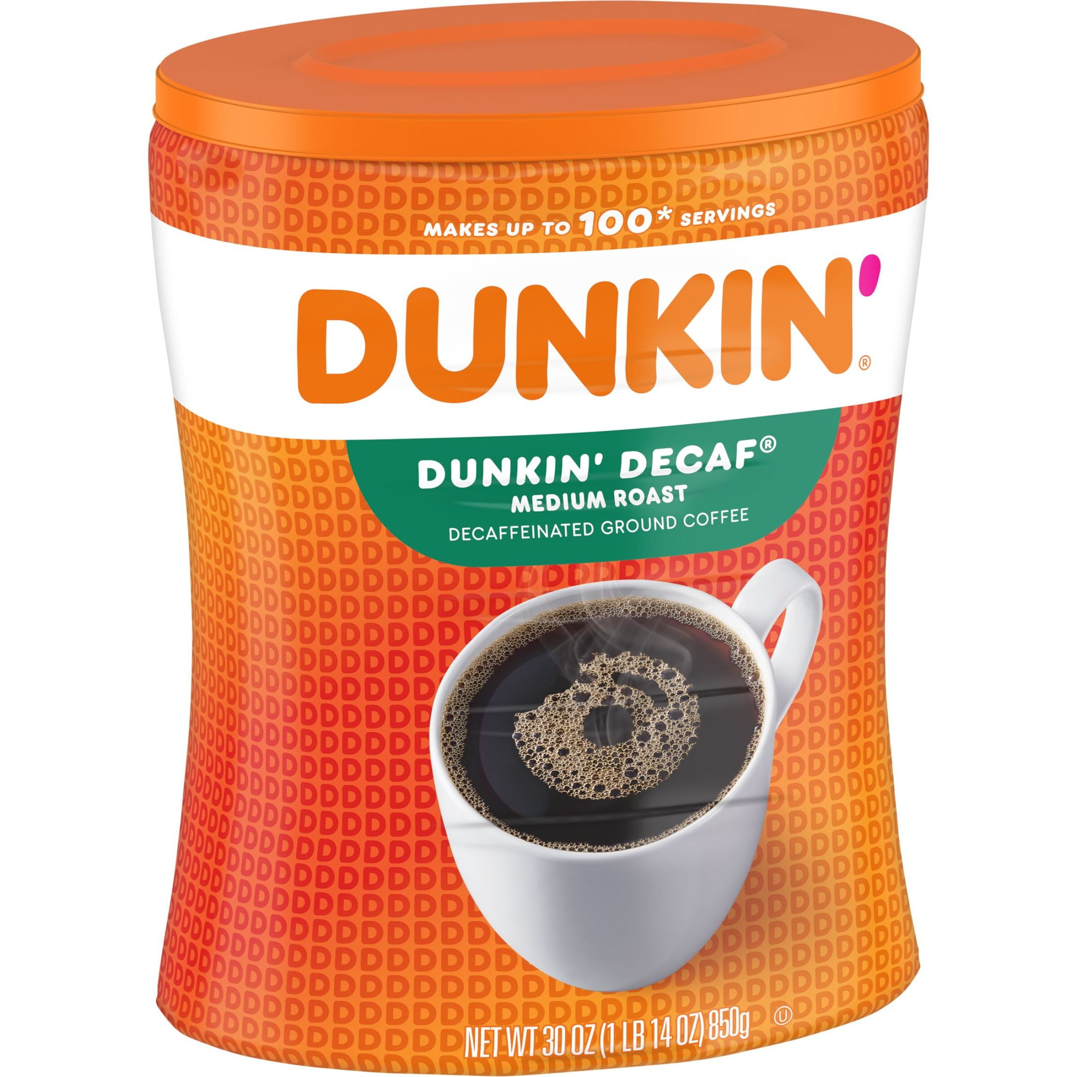 Dunkin’ Decaf Medium Roast Ground Coffee, 30 oz Canister