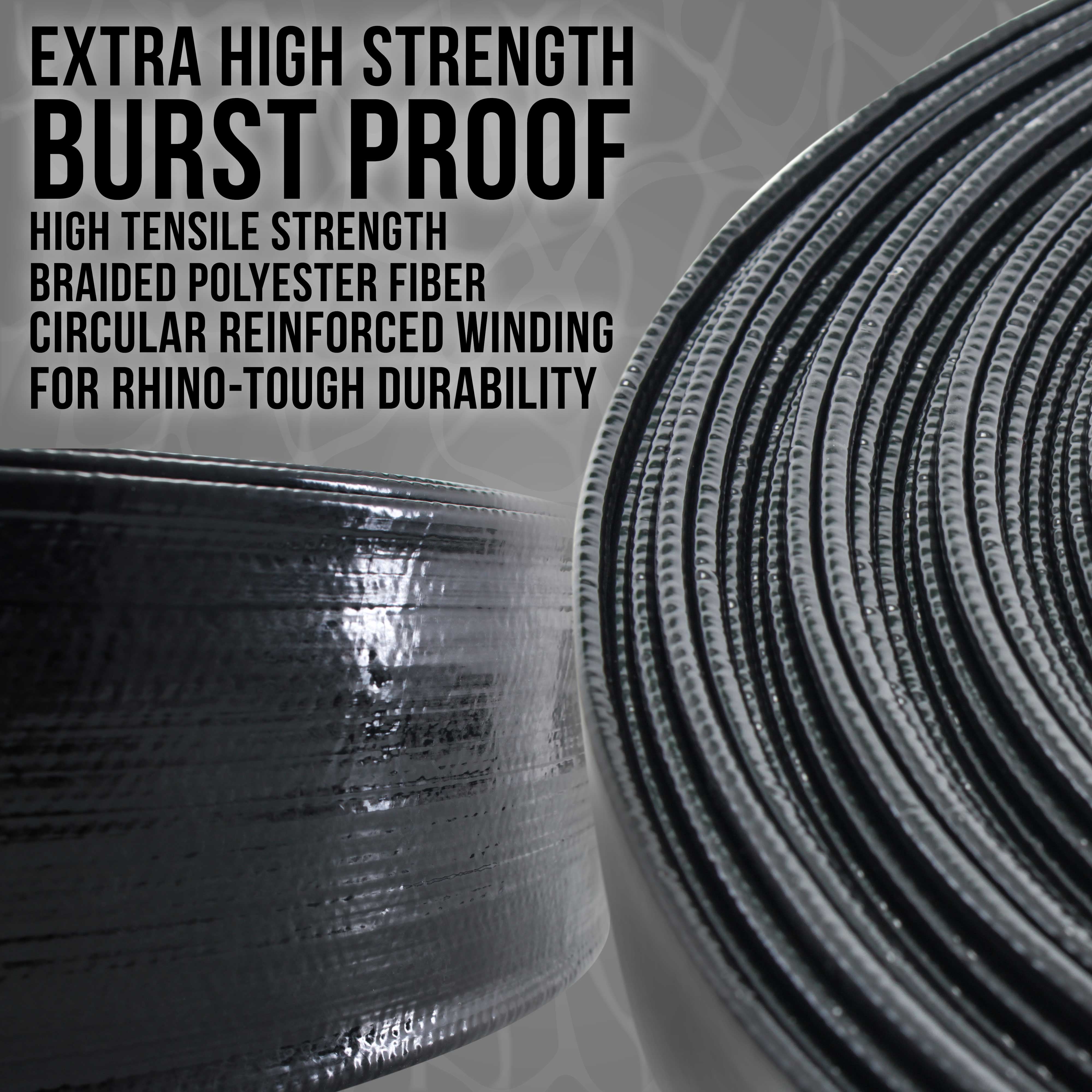 U.S. Pool Supply Black Rhino 1-1/2" x 25' Pool Backwash Hose with Hose Clamp - Extra Heavy Duty Superior Strength, Thick 1.2mm (47mils) - Weather Burst Resistant - Drain Clean Swimming Pools