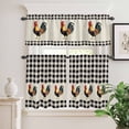 thumbnail image 2 of 3 Piece Kitchen Curtains and Valances Set Black White Plaid Rooster Cafe Curtains 36 Inch Length Vintage Farmhouse Checkered Rustic Valance & Tier Curtain for Living Room Bedroom 54"x18"+27"x36"*2, 2 of 6