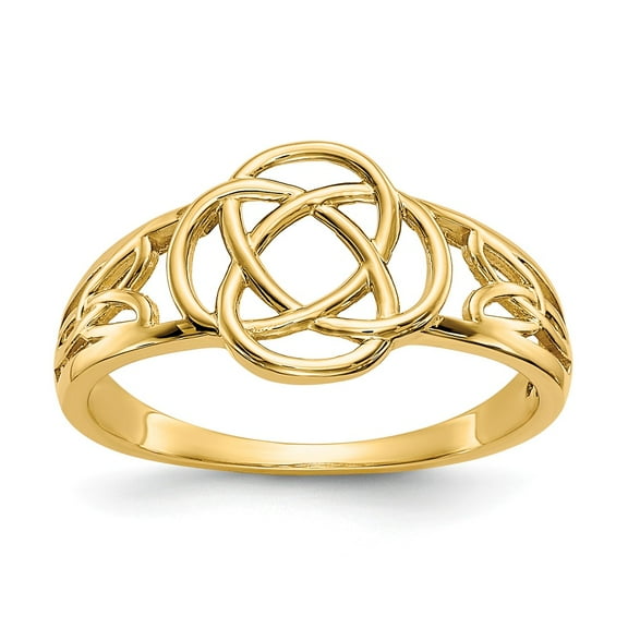 14K Yellow Gold Ring Band Themed Polished Ladies Celtic Knot