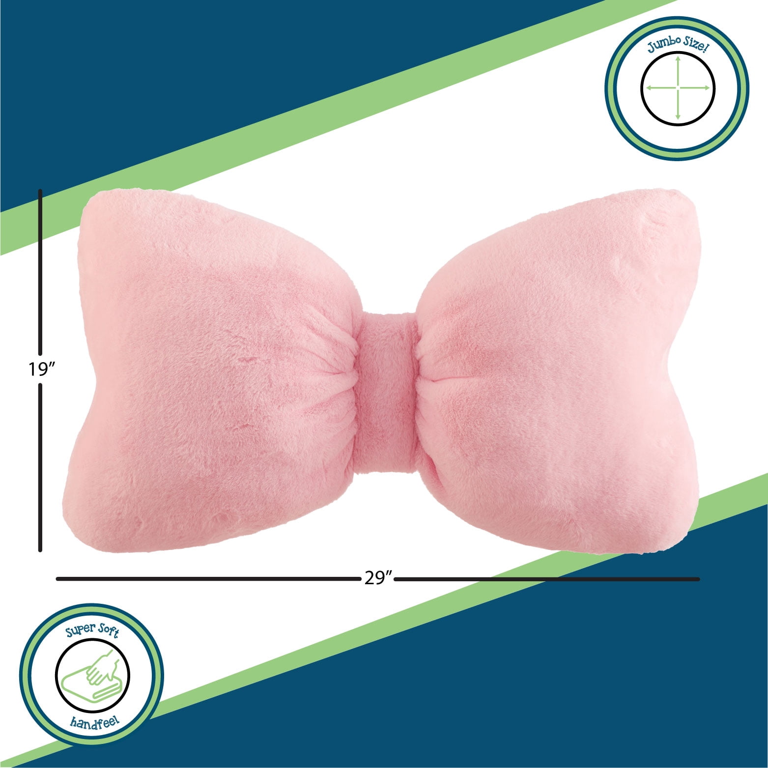 Your Zone Bow Shaped Plush Body Pillow, Pink, Soft & Cozy