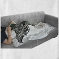 thumbnail image 6 of Black and White Soft Flannel Fleece Throw Blanket, Hand Drawn Cramp Fish Style Ornament Boho, Cozy Plush for Indoor and Outdoor Use, 50" x 60", Black and White, by Ambesonne, 6 of 6