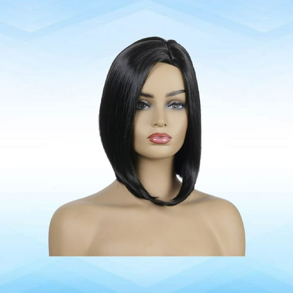 WHAMVOX Black High Temperature Fiber Headgear for Decor Comfortable Daily Wear and Party Use Short Hair Wig