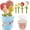 Blue, variant on Flower Measuring Spoons Set in Pot - Ceramic Baking Measuring Spoons with Holder & Towel for Dry & Wet Ingredients - Cute Flower Figurine - Dishwasher Safe - 1 Tbsp, 1/2 Tsp, 1/4 Tsp - Unique Gift
