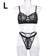 thumbnail image 1 of Encaje sexy conjunto de ropa interior sujetador ropa interior regalo para mujeres niñas, negro, L 2 piezas Methold XX000054-36, 1 of 7