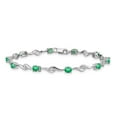 thumbnail image 6 of Auriga Fine Jewelry 14K White Gold White Sapphire and Emerald Gemstone Bracelet 7inch for Women, 6 of 6