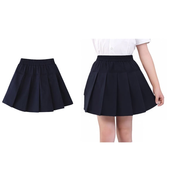 Girl Uniform Skirt High Waisted Pleated Scooter Skirt with Shorts Underneath Back To School Clothes for Tween Girls Summer Skirts 11-12 Years