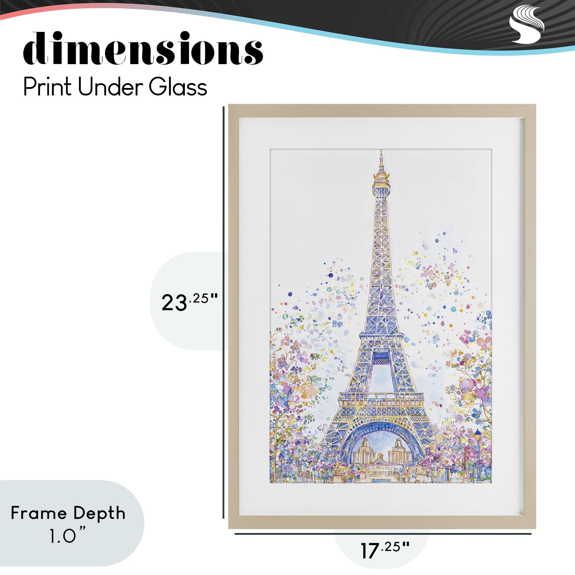 Stupell Industries Colorful Eiffel Tower Birch Framed Print Under Glass, design by Creative Studio