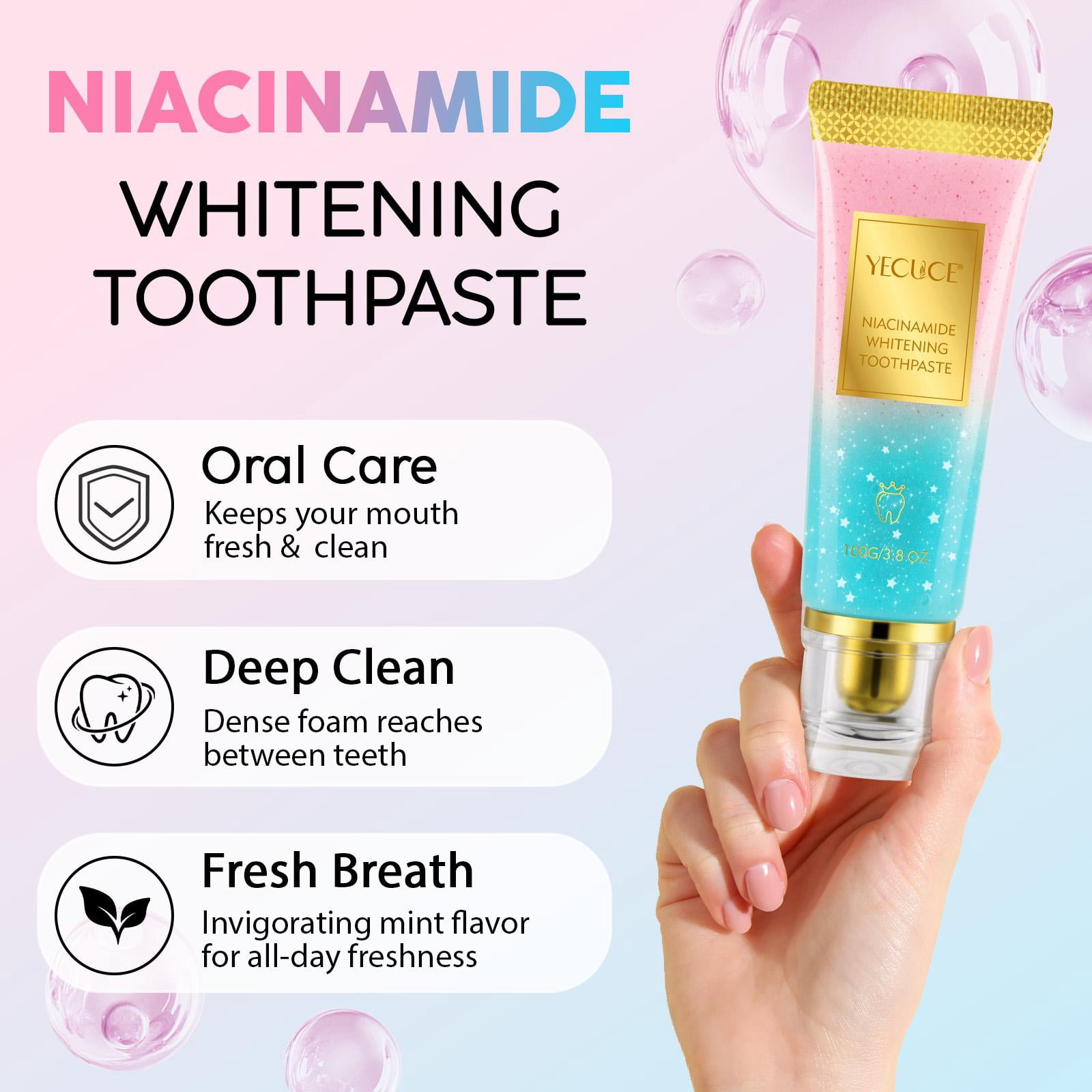 3-Pack Teeth Whitening Toothpaste with Niacinamide, Fresh Breath Toothpastes, Remove Tooth Stains, Enamel Safe