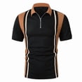 thumbnail image 5 of Sakmal Polo Shirts Men Short Sleeve Summer Zip Neck Tshirts Brown Striped Dressy Casual Shirts for Men XL, 5 of 5