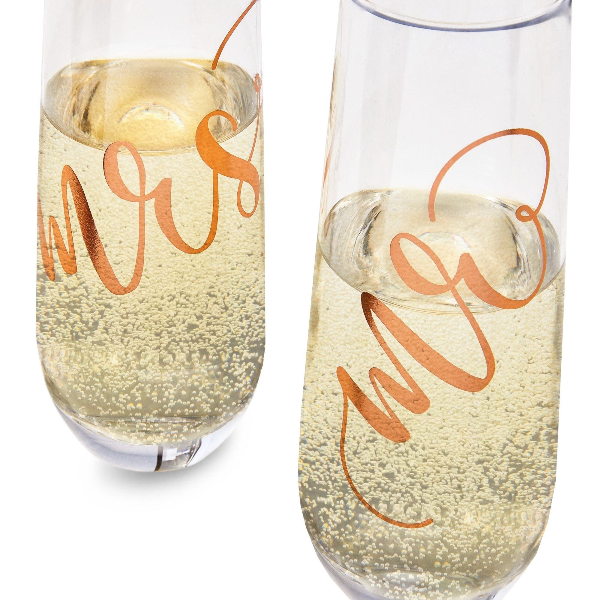 Wedding Day Stemless Champagne Flutes - Set of 2