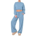 thumbnail image 5 of HKYNLAG Wide Leg Sweatpants Womens Low Rise Baggy Lounge Joggers Drawstring Cotton Sweat Pants with Pockets Light Blue 2XL, 5 of 5