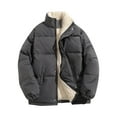 thumbnail image 2 of ZCFZJW Puffer Jacket for Men Quilted Jacket Lightweight Plush ThicK Warm Winter Sherpa Fleece Lined Coat Windbreaker Casual Stylish Down Jacket with Pockets Dark Gray XXL, 2 of 4
