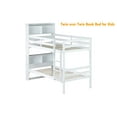 thumbnail image 4 of Bellemave Twin over Twin Bunk Bed with Bookcase Headboard Convertible Rubber Wood Bunk Bed with Ladders and Storage Shelves, Detachable Bunk Bed Frame , White, 4 of 11