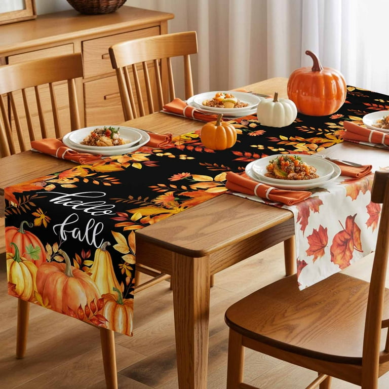 Table Runner Dresser Scarves 70 Inch Long,Hello Fall Thanksgiving