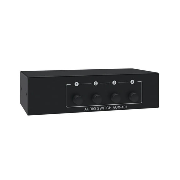 TAPDRA Stereo Audio Switch 4-Way RCA AUX 3.5mm Selector Headphone Speaker Amplifier Source Select Bidirectional Metal