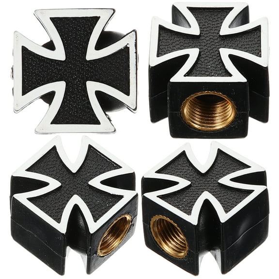 Eease 4 pcs Cross Style Tire Stem Valve Caps Universal Tire Wheel Valve Covers for Cars