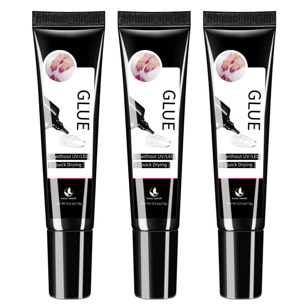 Pegamento para uñas MAGIC ARMOR Solid 15 g x3 sin lámpara UV de secado rápido