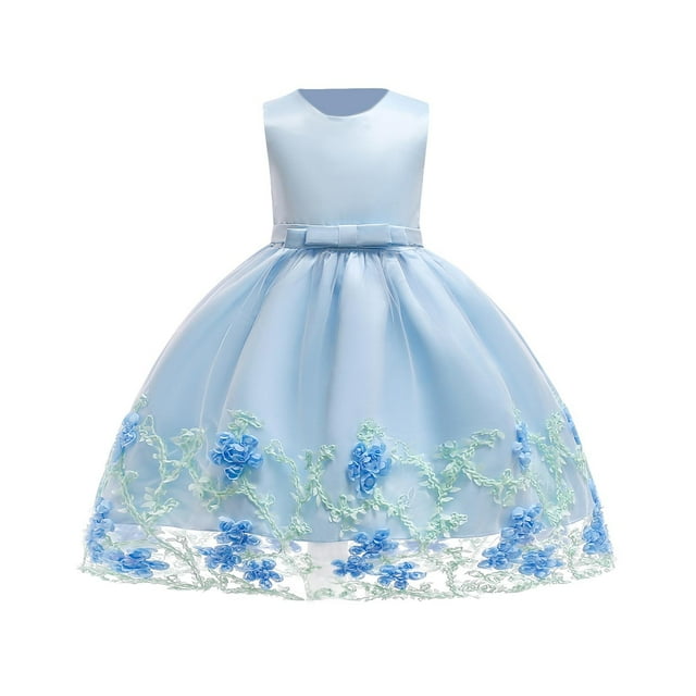 ZACPNCV Robe Sans Manches à Paillettes pour Fillette, Robes de Princesse, Robe de Fête d'Anniversaire et de Mariage pour Tout-Petit, Bleu, 3-4 Ans