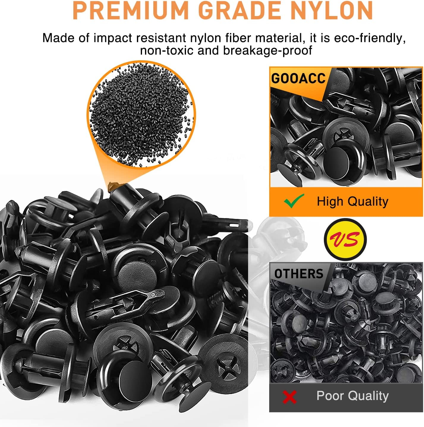 GOOACC 700Pcs Car Push Retainer Clips Auto Fasteners Assortment 30 Sizes Nylon Bumper Fender Rivets with 10 Cable Ties Fasteners Remover for Toyota GM Ford Toyota Honda Chrysler