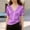 Purple, variant on Women's 2026 Summer Satin V Neck Short Sleeve Top, Side Drawstring Ruched Irregular Hem Casual Blouse