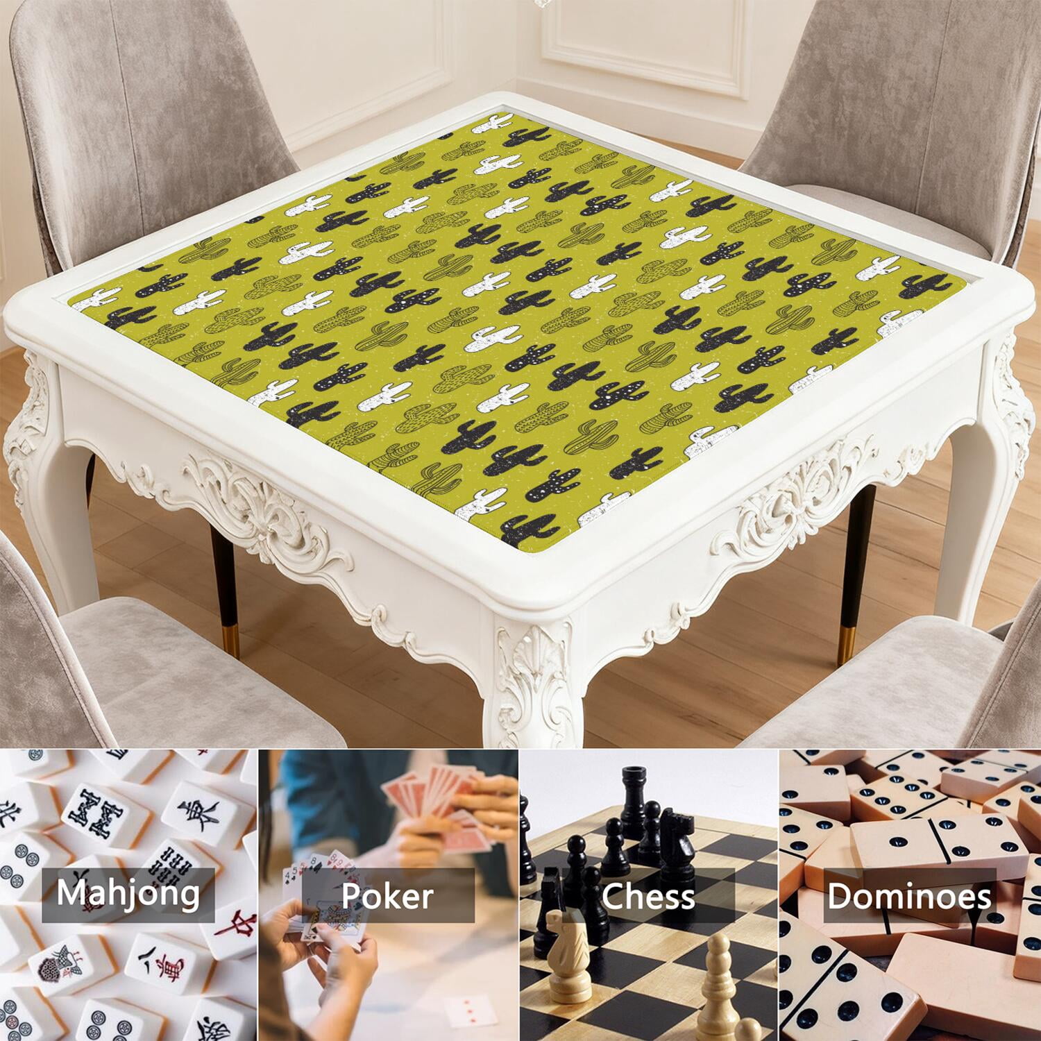 Large Plants Pattern Game Mat 31.5x31.5 Inches Constructed from Premium Rubber with Anti-Slip Grip and Noise Dampening for Cards Tiles Games