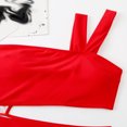 thumbnail image 4 of Pop Seller Summer Women's One-piece With Chest Pad Without Steel Ring Solid Color Hanging Neck Type Straps Bikini Swimsuit Red XL, 4 of 5