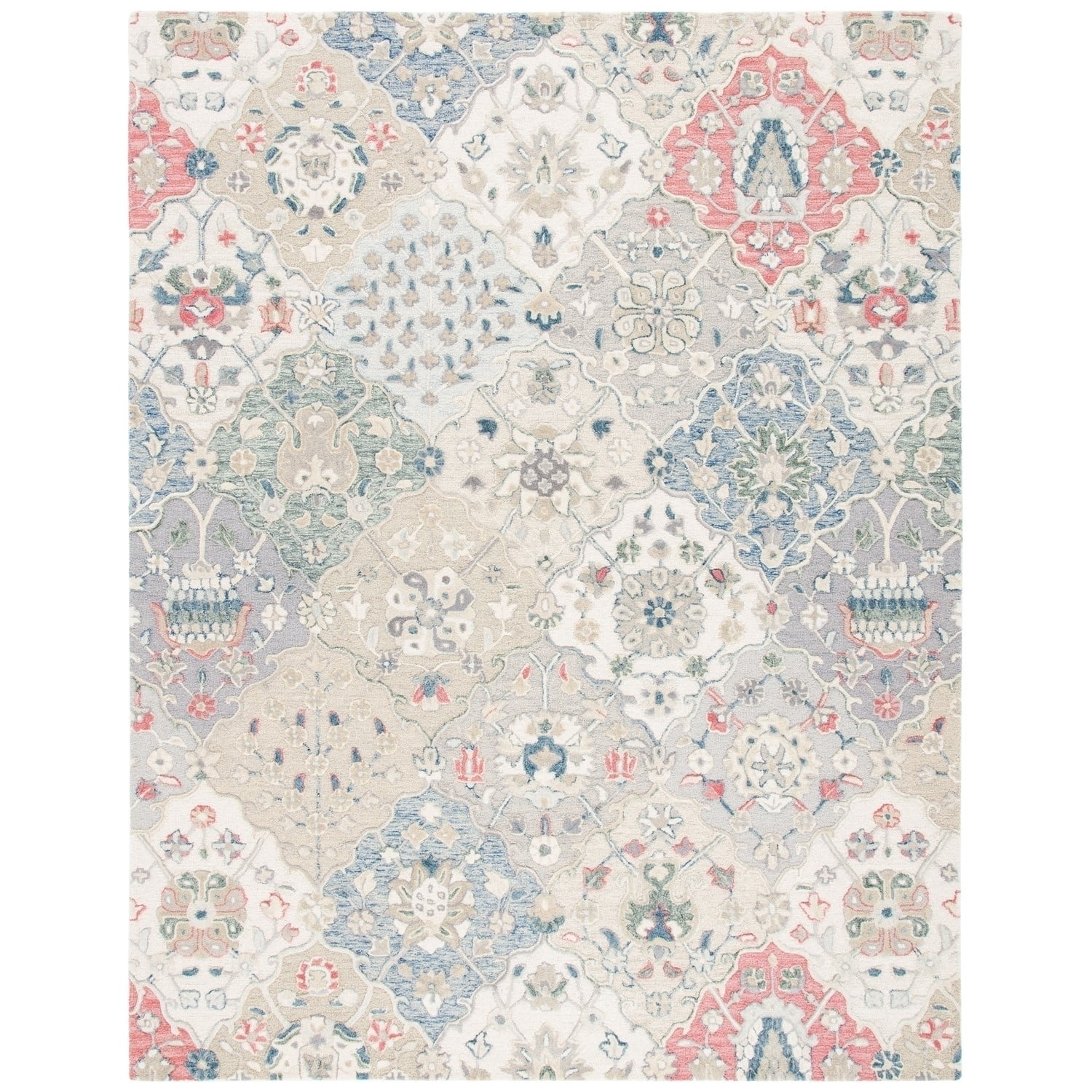 SAFAVIEH Glamour Charmaine Floral Wool Area Rug, Ivory/Red, 6' x 6' Round