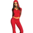 thumbnail image 2 of Ensemble 2 Pcs pour Femme, Survêtement à Manches Longues, Ensemble Moulant Assorti, Veste à Capuche, Tenue de Jogging, Rouge, M, 2 of 9