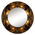 thumbnail image 2 of Designart "Fractal Tide in Gold and Black V" Geometric Gold Large Round Mirror - Round Mirror Wall Décor - Glam Round Printed Mirror 36" x 36" Inch, 2 of 5