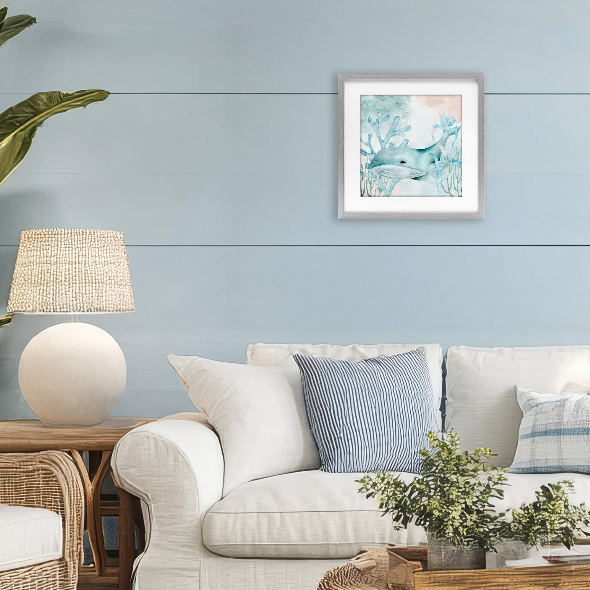 Stupell Industries Whale Sea Swim Gray Framed Print Under Glass, design by Kim Allen