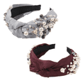 thumbnail image 1 of Diademas para mujer - Diadema de perlas anudadas Accesorios para el cabello Diademas para niñas Sin deslizamiento Moda Linda diadema con nudo superior Regalo para mujeres, 1 of 5