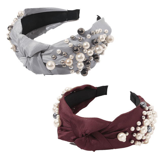 Diademas para mujer - Diadema de perlas anudadas Accesorios para el cabello Diademas para niñas Sin deslizamiento Moda Linda diadema con nudo superior Regalo para mujeres
