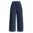 thumbnail image 4 of LEAVINGSUO Wide Leg Sweatpants for Women Solid Color Sweatpants With Pockets Long Pants For Home And Outdoor Sports Navy XXL, 4 of 8