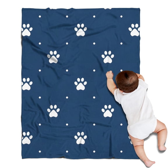 Paw Print Blanket,Comfortable Soft Flannel Throw Blanket,All Season,Warm Lightweight Blankets for Sofa Bed Couch Living Room Chair,30"x40"