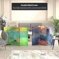 thumbnail image 2 of Red Lantern Double Sided Works of Monet Canvas Folding Screen - Impression Sunrise/Houses of Parliament, 3 ft Short - 3 Panel, 2 of 14