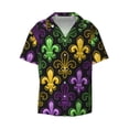 thumbnail image 5 of Picia Mardi Gras1 Men's Linen Shirts Short Sleeve Cuban Beach Shirts Casual Shirts Button Down Shirt for Men Beach Summer Wedding Shirt-Medium, 5 of 7