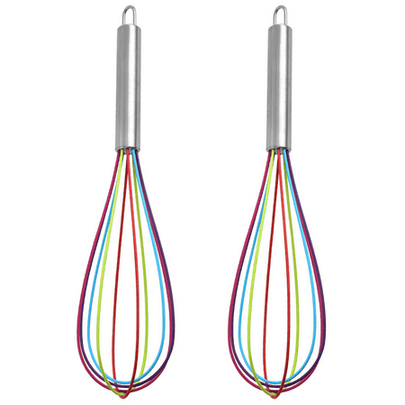 

Whisks for Cooking Silicone Mini Whisk 2 Pack Colored Balloon Egg Beater for Blending Whisking Beating