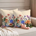thumbnail image 5 of 2 Pack Outdoor Waterproof Throw Pillow Covers,Watercolor Flower Tropical Plant Decorative Square Patio Pillowcases for Chair Couch Sofa 16x16in, 5 of 9