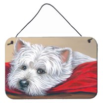 Carolines Treasures PPP3284DS812 Westie Red Pillow Wall or Door Hanging Prints  8x12 multicolor