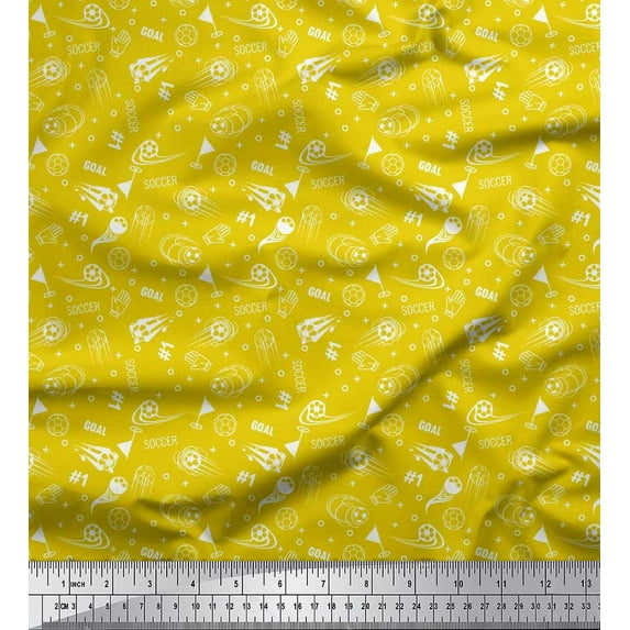 Soimoi Poly Georgette Fabric Geometric Sign,Flag & Football Sports Printed Craft Fabric by The Yard 52 Inch Wide