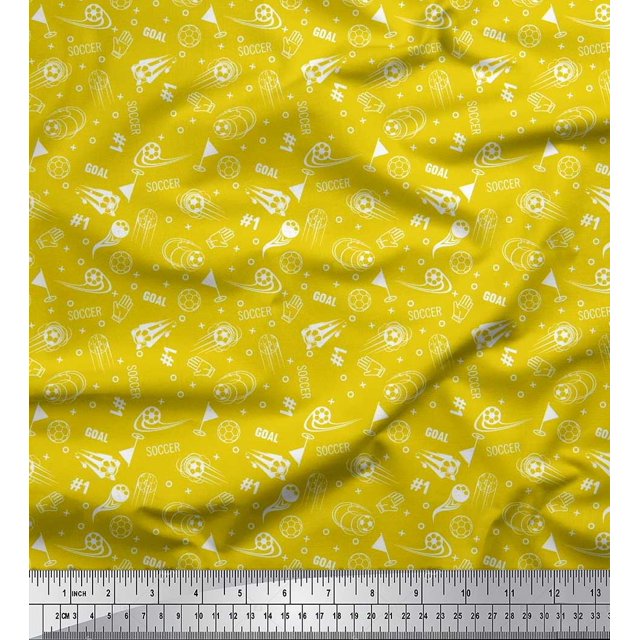Soimoi Viscose Chiffon Fabric Geometric Sign,Flag & Football Sports Printed Craft Fabric by The Yard 42 Inch Wide